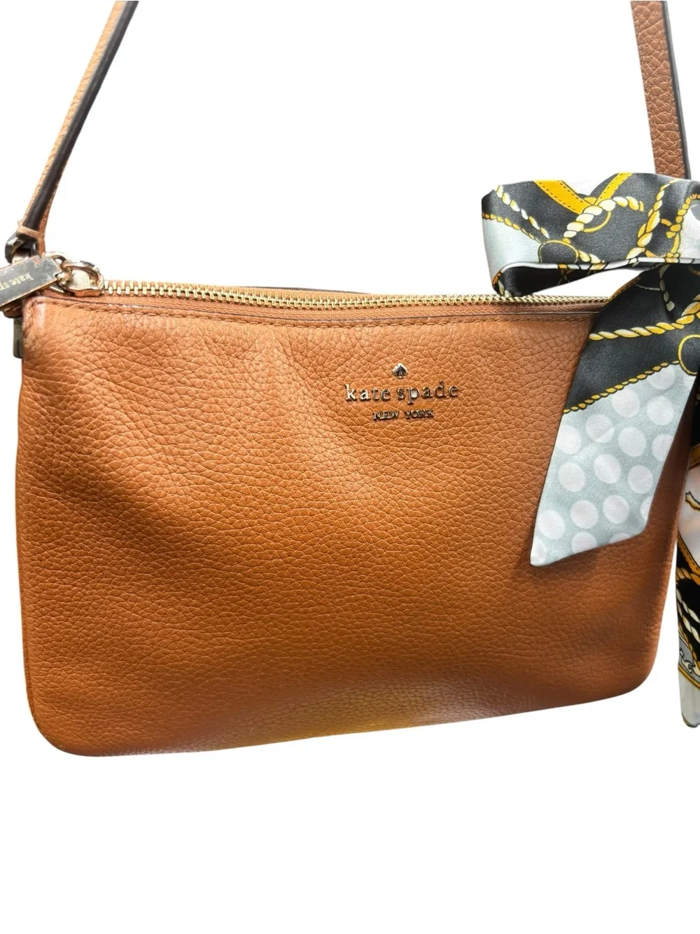 Kate Spade Jackson Triple Gusset Cognac Leather Crossbody Bag